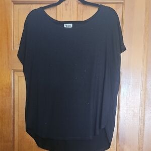 Black Womens Short-Sleeve Studded Top -